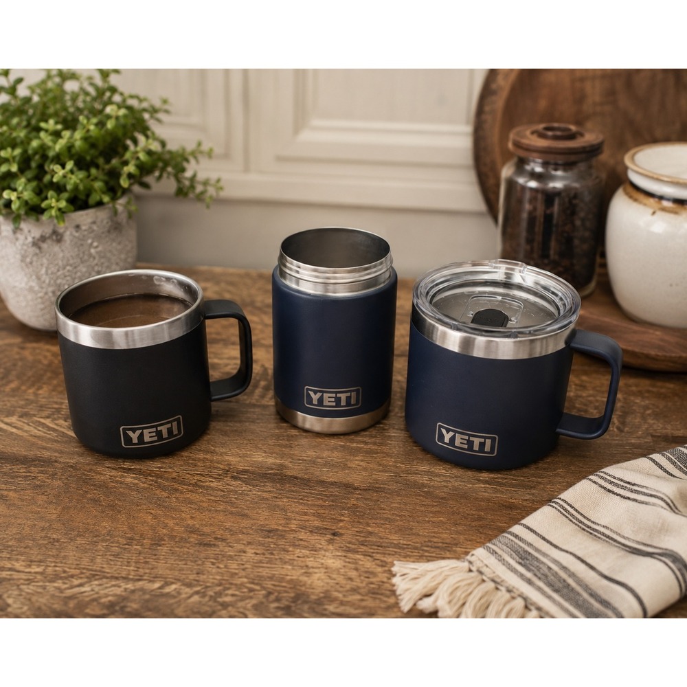 YETI Rambler Mug and Colster Set 10oz 14oz 12oz Black Navy Blue Good Bundle
